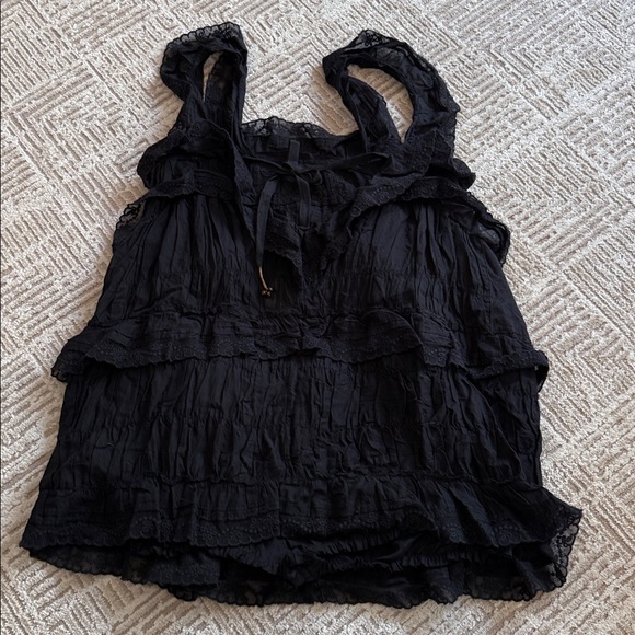 NWT Free People Tiered And True Ruffle Romper Black - Picture 4 of 11
